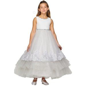 CINDERELLA COUTURE Elegant Shiny Metallic Gold Trim Dress Multisizes 5099